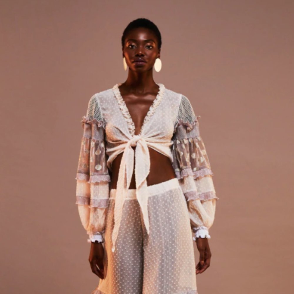 NWT Chio di Stefania Tie Wrap Long Sleeve Top